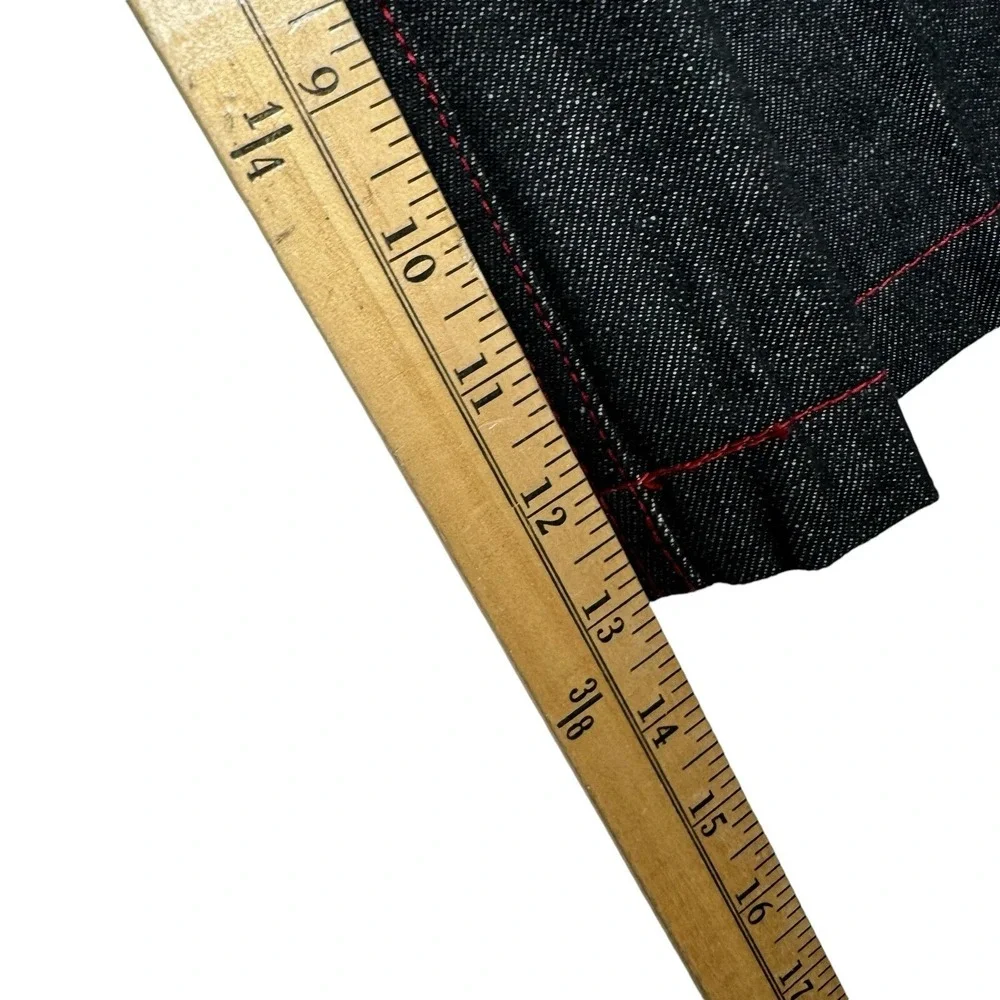NEW  Y2K Imperious Trading Black Jean Shorts Red Stitching - Men's 38